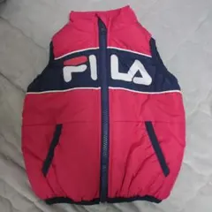 80サイズ【FILA】 赤×ネイビー ダウンベスト