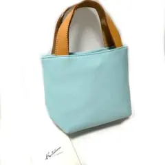 激レア 美品 キタムラ 本革 オールレザー ミニトートバッグ ハンドバッグ 水色