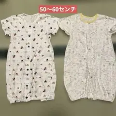 動物柄ロンパース2点セット50-60cm 綿100%