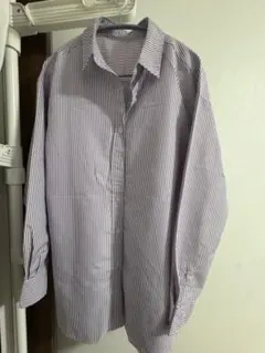 ストライプ長袖シャツ（紫と白）