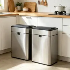 【2台＆シルバー】センサー式ゴミ箱 上向き自動開閉ゴミ箱 50L ダストボックスのサムネイル