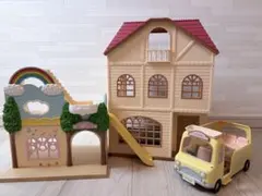 まとめてシルバニアファミリー おうちと幼稚園と幼稚園バスセット