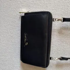 ブラック合成皮革ジッパーバッグ