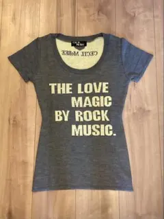 セシルマクビー Tシャツ グレー サマーニット カットソー 半袖 ロック 音楽