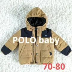 美品【POLO baby】フード付き中綿アウター　ベージュ　70〜80