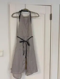 エプロン ＊生成り地ストライプ（ハンドメイド）薄地