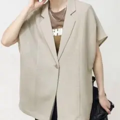 1134美品✨ イレーヴ ウールギャバジン ノースリーブジャケット 定価8