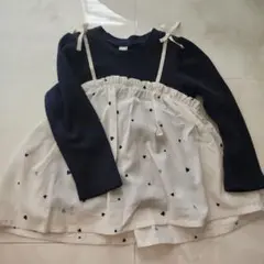 アプレ　ネイビー ハート柄 チュニック 100cm