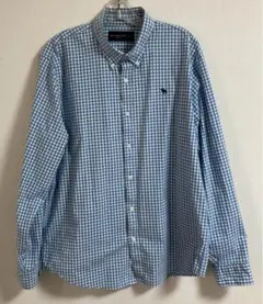 アバクロンビー&フィッチ　チェックシャツ　水色