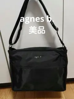 agnes b.ロゴ ショルダーバッグ 黒 ナイロン 日本製 A4 ボヤージュ