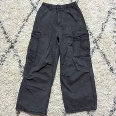 【完売品】GU デニムスーパーワイドカーゴパンツ ダークグレー