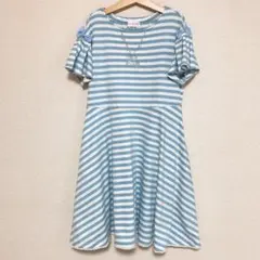 mezzo piano ネックレス刺しゅうボーダーカットワンピース140