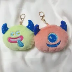 モンスター　ポーチ　キーホルダー　黄緑　オレンジ　セット