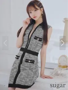 an sugar ツイードジップアップタイトドレス キャバドレス