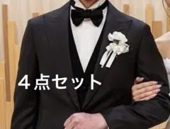 ROH 結婚式 白 ドレスシャツ　カフスボタン ポケットチーフ 前撮り 白シャツ