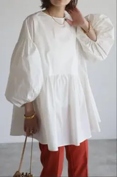 ホワイト バルーンスリーブ チュニック