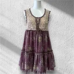 axes femme アクシーズファム　ティアードワンピース　ローズ　レース