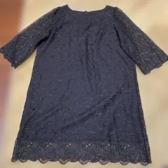 weaver 花柄刺繍 チュニック ブラック 五分袖