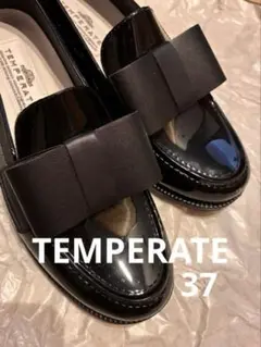 TEMPERATE ブラック リボン付きローファー　レインシューズ　長靴