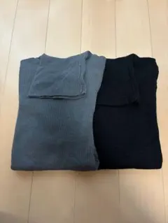 UNIQLO メリノリブタートルネックセーター　黒・グレーM 2点
