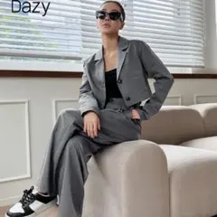 《セットアップ》卒業式にもぜひ!!!DAZY グレー クロップドジャケット XL