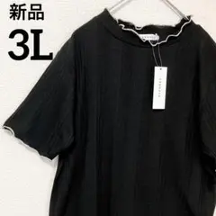 ★新品★VANDASH メロウハイネック 半袖リブカットソー ブラック 黒 ３Ｌ