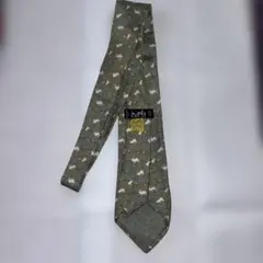 HERMES 動物柄 シルクネクタイ グリーン系