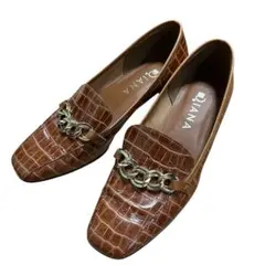 【美品】DIANA ブラウン クロコダイル型押し ローファー　24