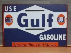 Gulf GASOLINE レトロ風 ブリキ看板 OK2599