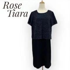 ローズティアラ　ワンピース　17号　ネイビー　半袖　大きいサイズ