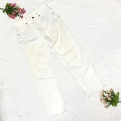 【ジーユー】パンツ デニム スリム テーパード アンクル ジーンズ ホワイト Ｍ