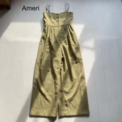 Ameri LAME TWEED BUSTIER ROMPERS M カーキ　M