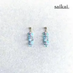 [498]小さなティアドロップの小ぶりピアス ライトブルー ピンク ハンドメイド