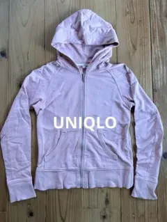 ユニクロ　ピンク フード付きジップアップ パーカー　S
