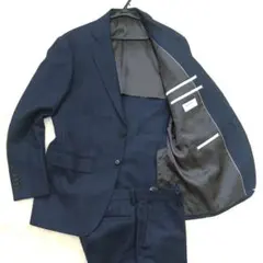 美品 オリヒカ スーツ セットアップ チェック柄 ネイビー ウール M相当