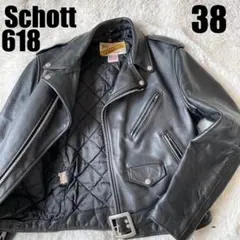 Schott　618　38　ダブルライダース ジャケット　バイカータグ　L 黒