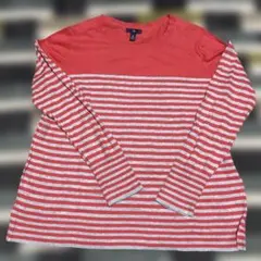 期間限定値下げ　Gap 赤グレー ストライプ 長袖セーター XL