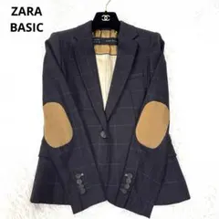 【美品】ザラ　ベーシック　ジャケット　ワンボタン　エルボーパッチ　S