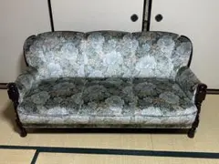 クラシック調 3人掛けソファ 花柄ファブリック 木製フレームのサムネイル