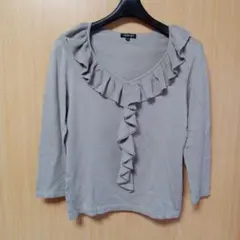 INDIVI フリル付きニットトップス