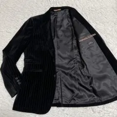 【極美品】ポールスミス テーラードジャケット XL ベロア 黒 ストライプ