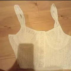 ZARA 編み込みキャミソール L クリーム色
