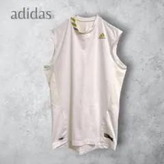 【adidas アディダス】　ノースリーブトップス　シャツ　カットソー　白　金のサムネイル