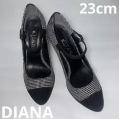 DIANA ダイアナ パンプス 23cm ハイヒール ストラップ 千鳥格子 美脚