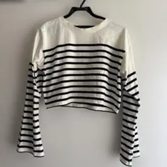 PAGEBOY クロップド丈ボーダーTシャツ