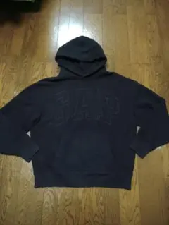 GAP パーカー　M　黒　白タグ　オールブラック　古着　旧タグ