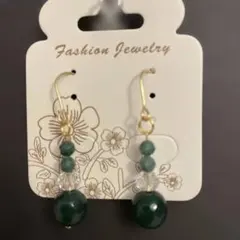 天然石♡エメラルドピアス♡サージカルステンレスフック