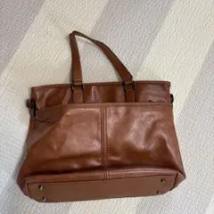 ブラウン合成皮革ビジネスバッグ