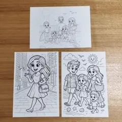 アメコミ風　塗り絵3枚セット