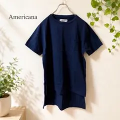 Americana 前後差ロング丈ポケットT 紺のサムネイル